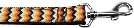Pumpkin Chevrons Nylon Dog Leash 3/8 Inch Wide 4ft Long Default Title