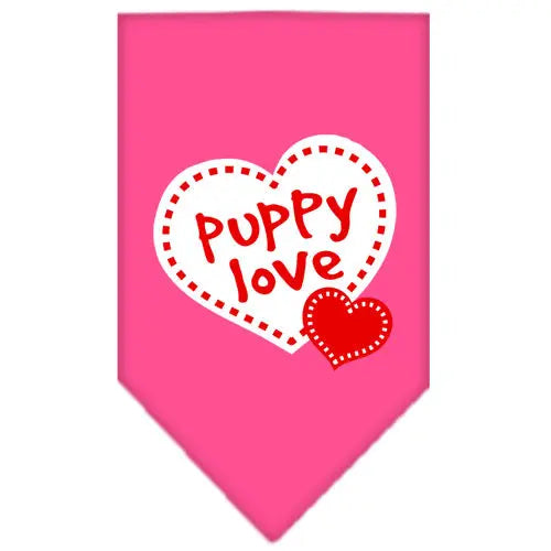 Puppy Love Screen Print Bandana Bright Pink Small Default Title