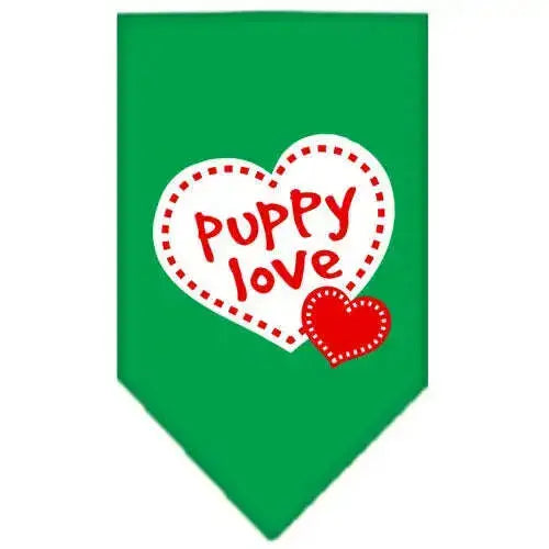Puppy-Love-Screen-Print-Bandana-Emerald-Green-Small-GreatEagleInc-333914942