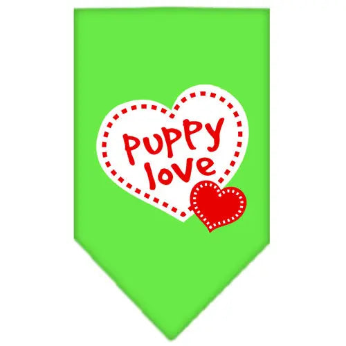 Puppy Love Screen Print Bandana Lime Green Large Default Title