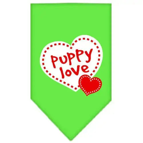 Puppy-Love-Screen-Print-Bandana-Lime-Green-Large-GreatEagleInc-319087457