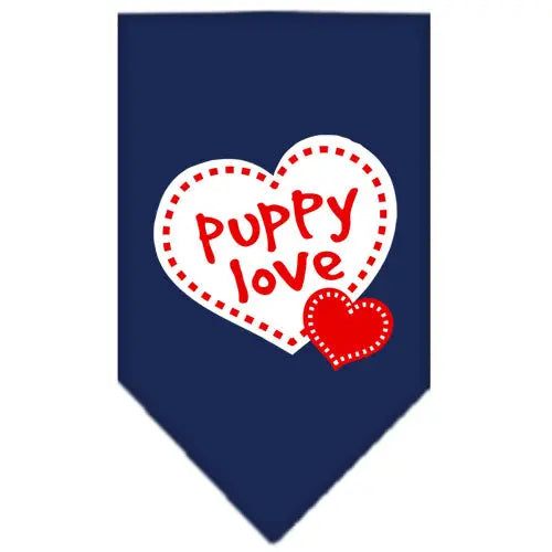 Puppy Love Screen Print Bandana Navy Blue Small Default Title