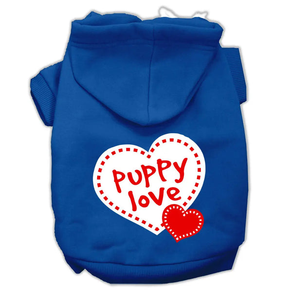 Puppy Love Screen Print Pet Hoodies Blue Size Med Default Title