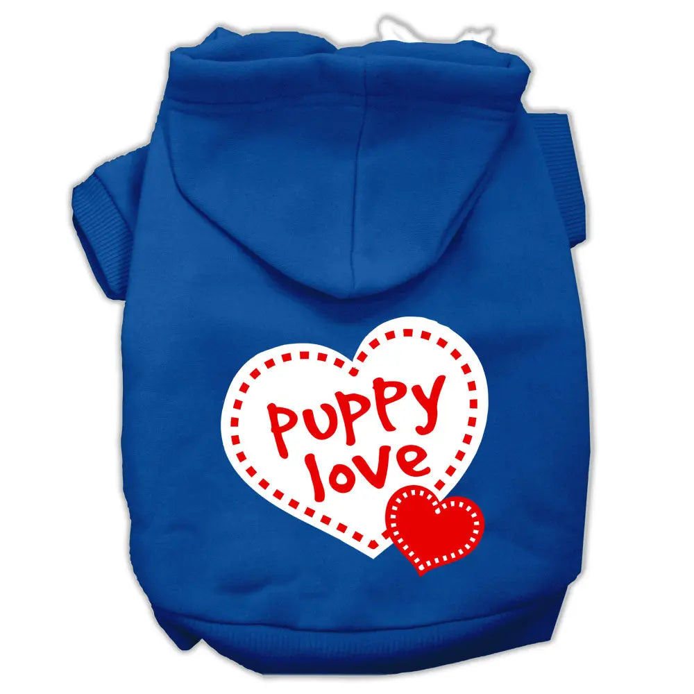 Puppy Love Screen Print Pet Hoodies Blue Size Sm Default Title