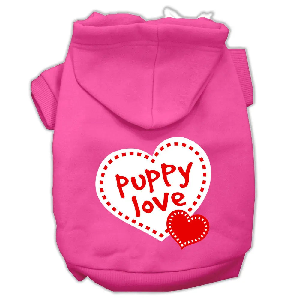 Puppy Love Screen Print Pet Hoodies Bright Pink Size Xs Default Title