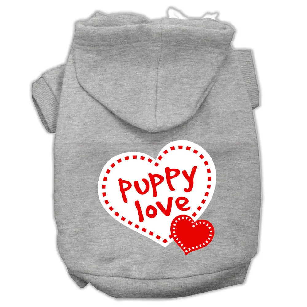 Puppy Love Screen Print Pet Hoodies Grey Size Med Default Title