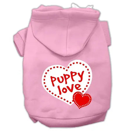 Puppy Love Screen Print Pet Hoodies Light Pink Size Lg Default Title