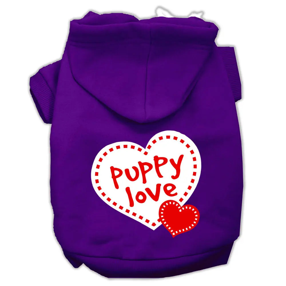 Puppy Love Screen Print Pet Hoodies Purple Size Lg Default Title