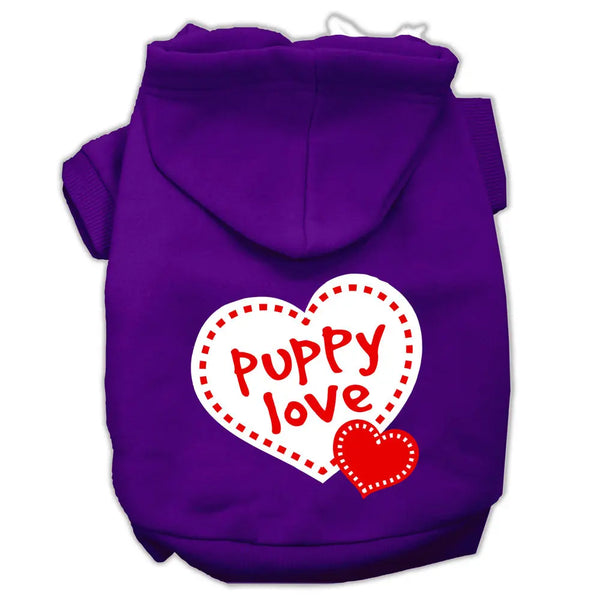 Puppy Love Screen Print Pet Hoodies Purple Size Med Default Title