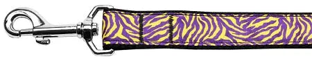Purple And Yellow Tiger Stripes Nylon Dog Leash 3/8 Inch Wide 6ft Long Default Title