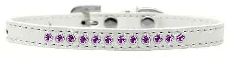 Purple-Crystal-Size-10-White-Puppy-Collar-GreatEagleInc-333911088