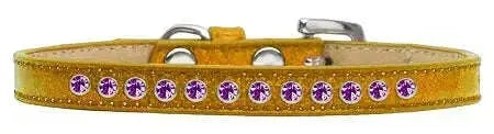 Purple-Crystal-Size-12-Gold-Puppy-Ice-Cream-Collar-GreatEagleInc-319616480