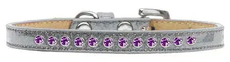 Purple-Crystal-Size-12-Silver-Puppy-Ice-Cream-Collar-GreatEagleInc-319614349