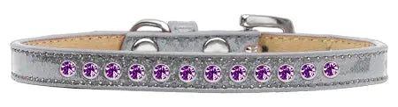 Purple Crystal Size 14 Silver Puppy Ice Cream Collar Default Title