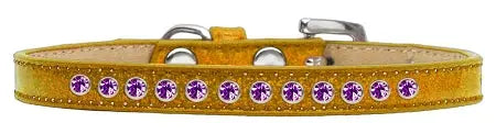 Purple Crystal Size 8 Gold Puppy Ice Cream Collar Default Title