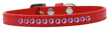 Purple-Crystal-Size-8-Red-Puppy-Collar-GreatEagleInc-333851641
