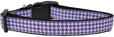 Purple-Houndstooth-Nylon-Dog-Collar-Medium-Narrow-GreatEagleInc-320012016