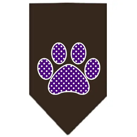 Purple Swiss Dot Paw Screen Print Bandana Cocoa Large Default Title