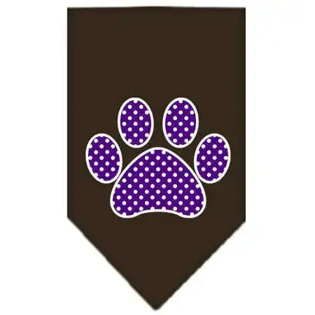 Purple-Swiss-Dot-Paw-Screen-Print-Bandana-Cocoa-Small-GreatEagleInc-319363895