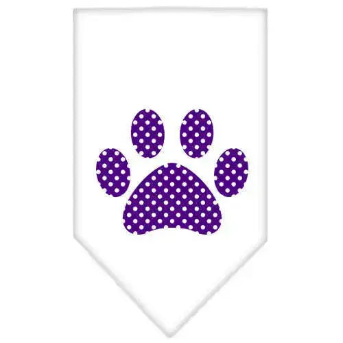 Purple-Swiss-Dot-Paw-Screen-Print-Bandana-White-Small-GreatEagleInc-319363661