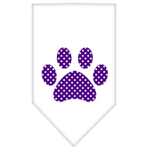 Purple Swiss Dot Paw Screen Print Bandana White Small Default Title