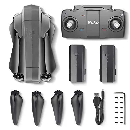 RUKO F11Pro Drones with Camera for Adults 4K UHD Camera Live Video 30 Mins Flight Time with GPS Return Home Brushless Motor-Black（1 Extra Battery + Carrying Case）