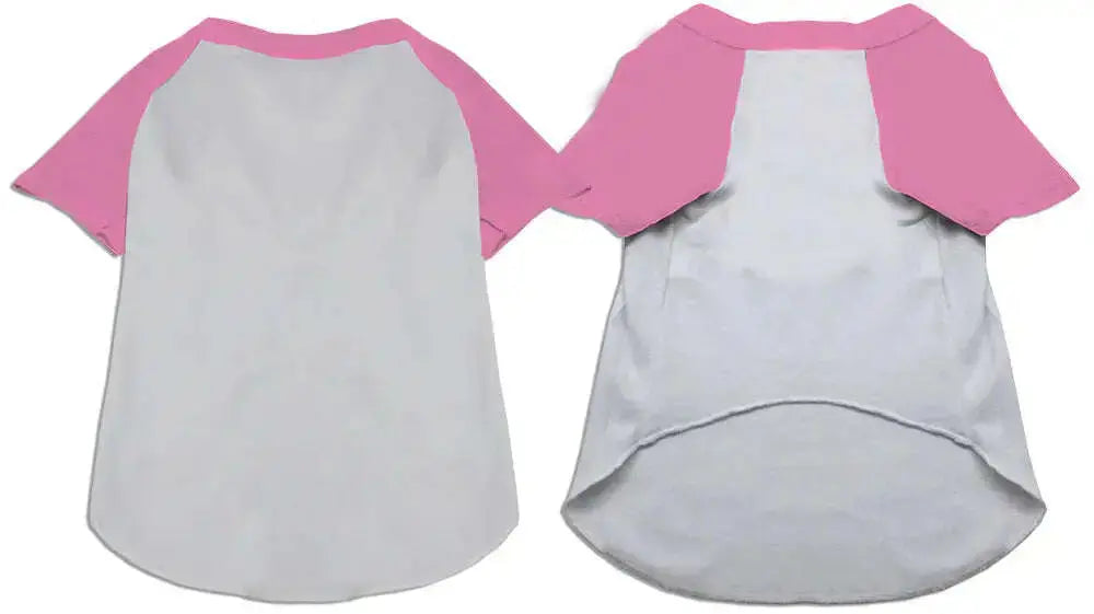 Raglan-Baseball-Pet-Shirt-White-With-Light-Pink-Size-Xxxl-GreatEagleInc-334336274