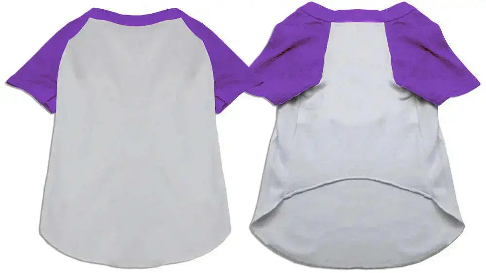 Raglan-Baseball-Pet-Shirt-White-With-Purple-Size-Xs-GreatEagleInc-334120275