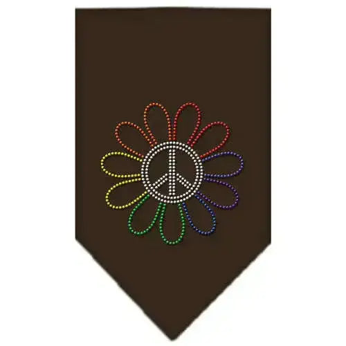 Rainbow-Peace-Flower-Rhinestone-Bandana-Cocoa-Large-GreatEagleInc-319117116