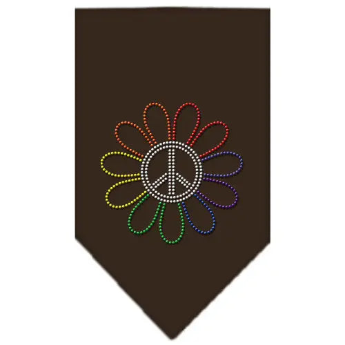 Rainbow Peace Flower Rhinestone Bandana Cocoa Small Default Title