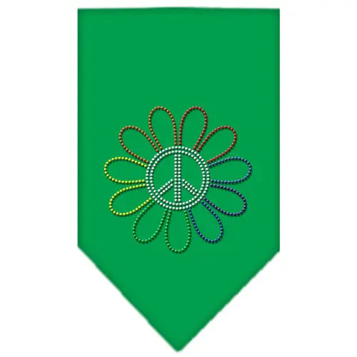 Rainbow Peace Flower Rhinestone Bandana Emerald Green Large Default Title