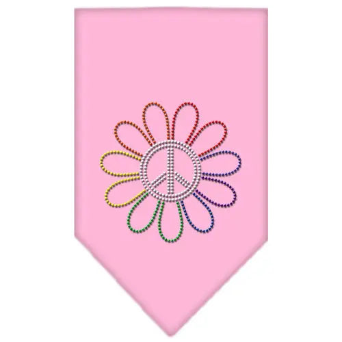 Rainbow Peace Flower Rhinestone Bandana Light Pink Small Default Title
