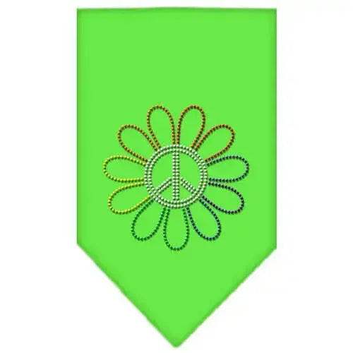 Rainbow-Peace-Flower-Rhinestone-Bandana-Lime-Green-Small-GreatEagleInc-319116225