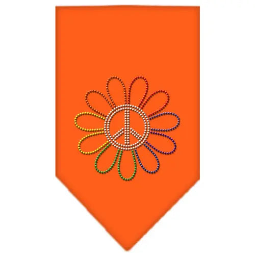 Rainbow Peace Flower Rhinestone Bandana Orange Large Default Title