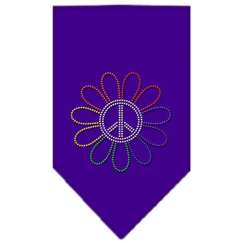 Rainbow Peace Flower Rhinestone Bandana Purple Large Default Title