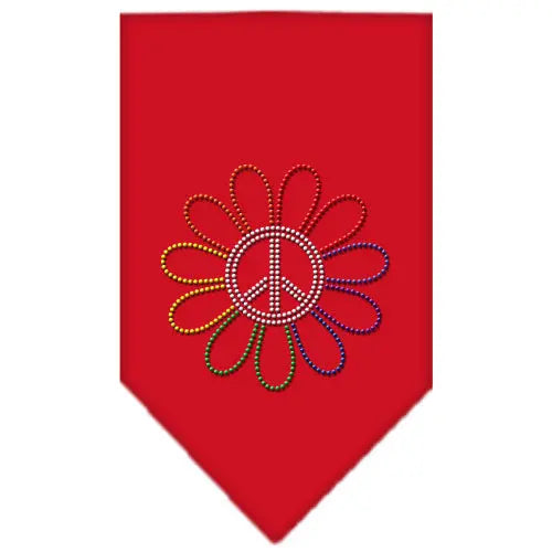 Rainbow Peace Flower Rhinestone Bandana Red Large Default Title