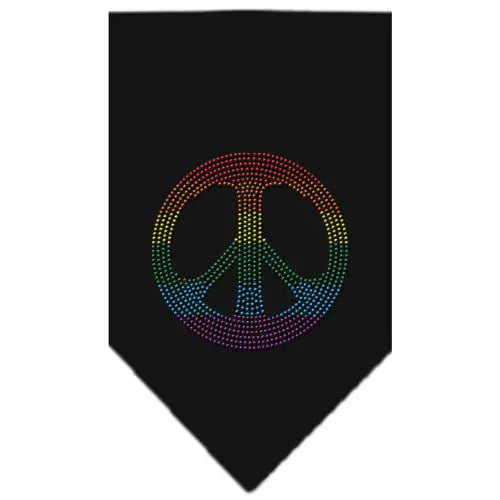 Rainbow Peace Sign Rhinestone Bandana Black Large Default Title