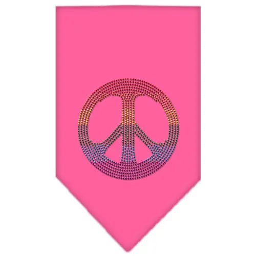 Rainbow Peace Sign Rhinestone Bandana Bright Pink Small Default Title