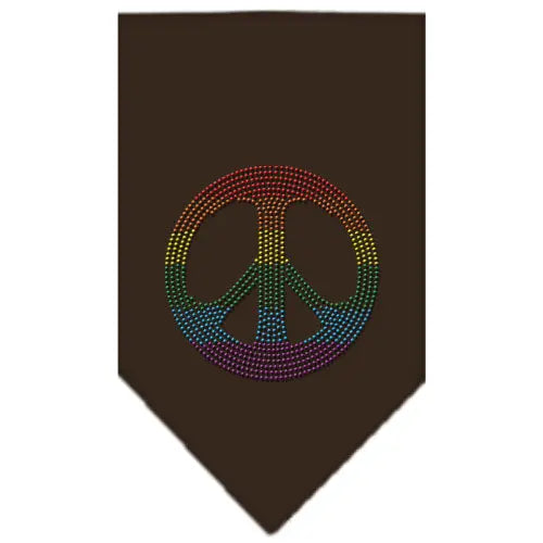 Rainbow Peace Sign Rhinestone Bandana Cocoa Large Default Title