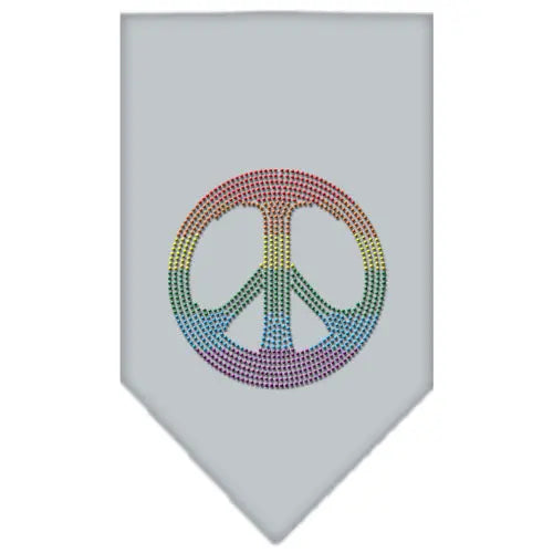 Rainbow Peace Sign Rhinestone Bandana Grey Large Default Title