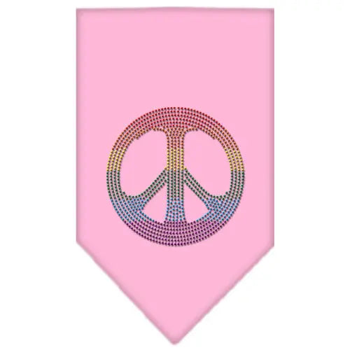 Rainbow Peace Sign Rhinestone Bandana Light Pink Large Default Title