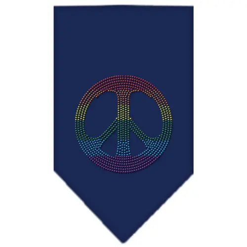 Rainbow Peace Sign Rhinestone Bandana Navy Blue Small Default Title