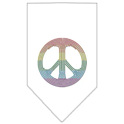 Rainbow Peace Sign Rhinestone Bandana White Small Default Title