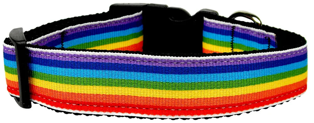 Rainbow Striped Nylon Collars Rainbow Stripes Medium Default Title