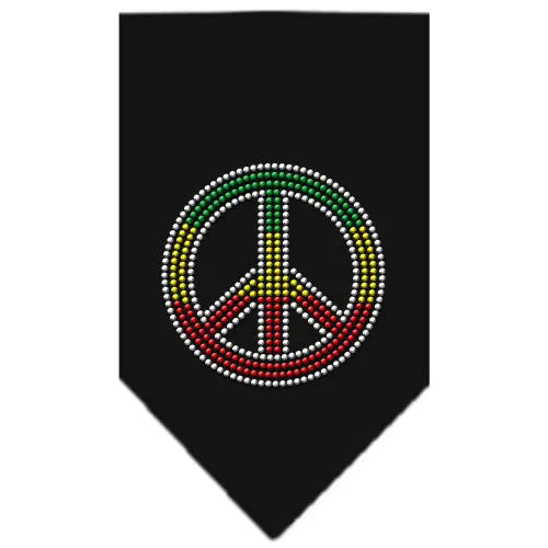 Rasta Peace Rhinestone Bandana Black Small Default Title