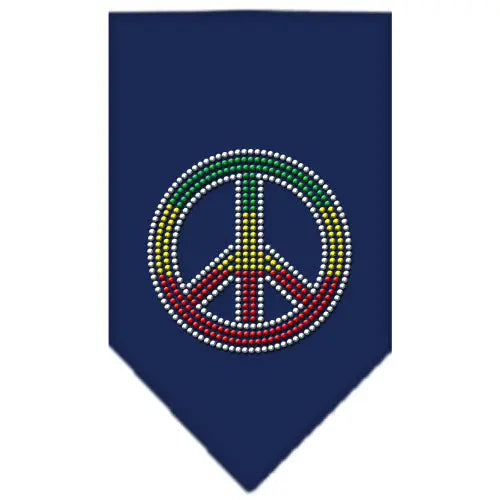 Rasta Peace Rhinestone Bandana Navy Blue Large Default Title