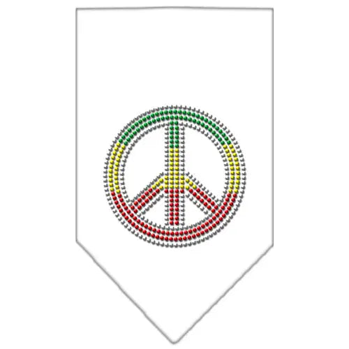 Rasta Peace Rhinestone Bandana White Large Default Title