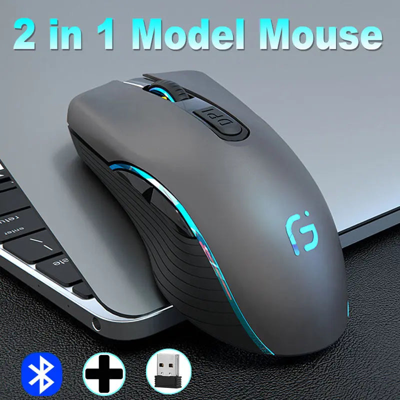 Rechargeable Mouse 2.4G Wireless Mute Ergonomic Mouse 3600DPI Colorful Breathing Light Mice for Gaming Office Laptop Pc and Mac