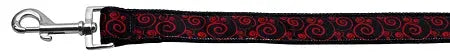 Red And Black Swirly Nylon Ribbon Dog Collars 1 Wide 4ft Leash Default Title