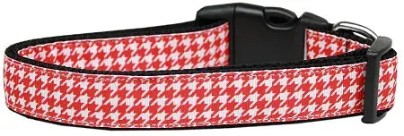 Red Houndstooth Nylon Dog Collar Medium Default Title